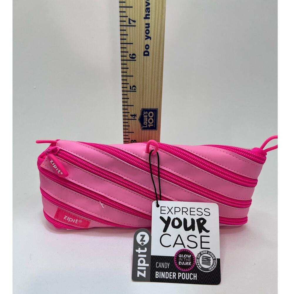 Zipit Binder Pouch Glow in the Dark Pencil Case - Candy Pink